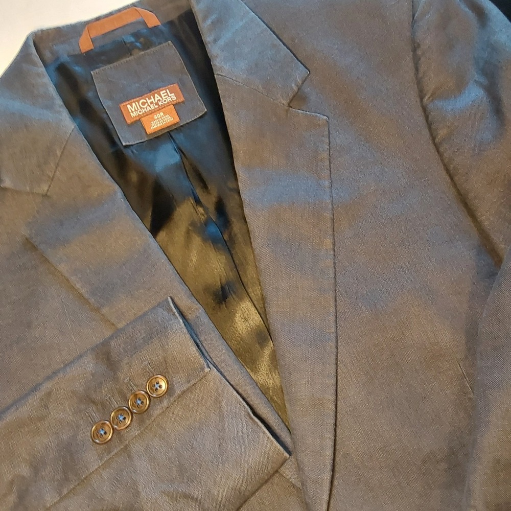 Michael Kors Men's Navy Blue Linen 40R Blazer Jacket - Picture 2 of 10